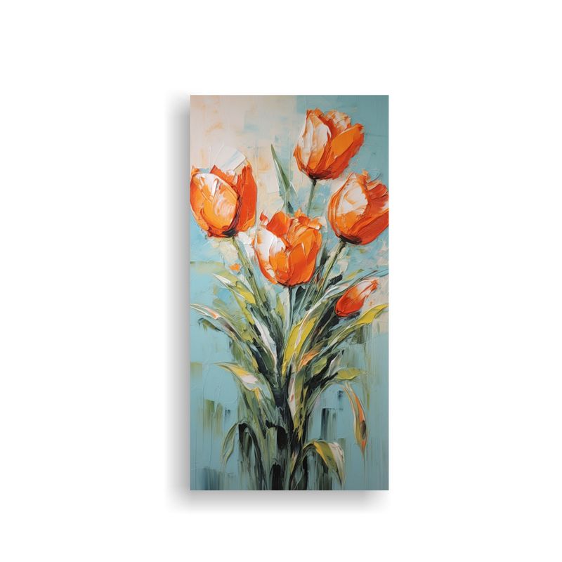 GENERICO - Pintura En Lienzo De Tulipanes Naranjas En Estilo 20x40 Cm