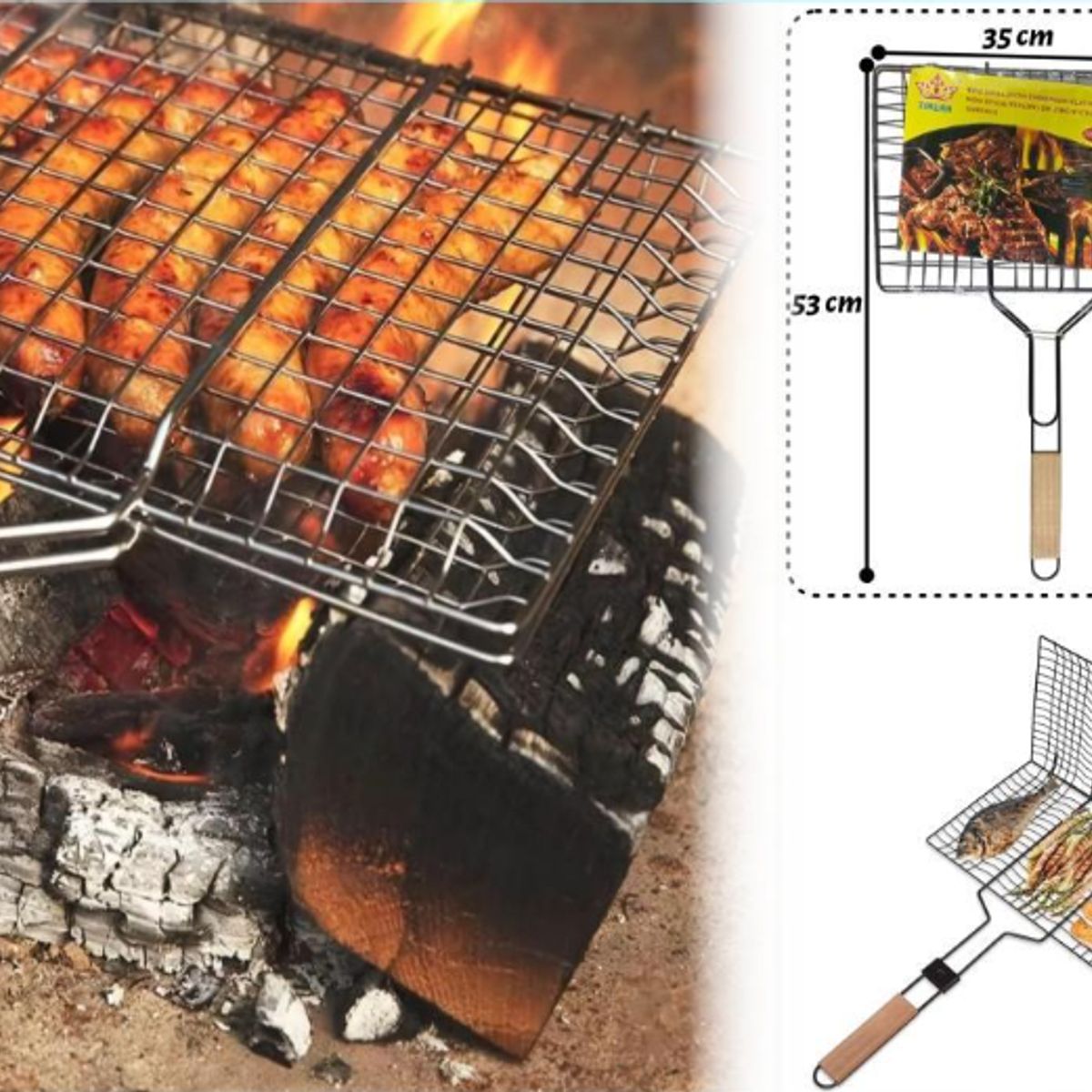 GENERICO - Rejilla Parrilla Asador Plegable Acero 53 Cm