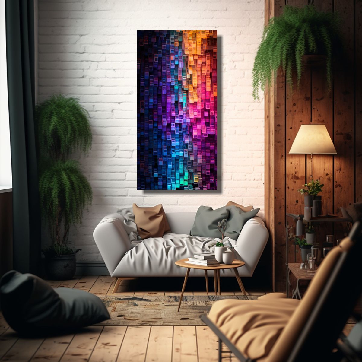 GENERICO - Cuadro Abstracto Con Iluminación Para 60x120 Cm