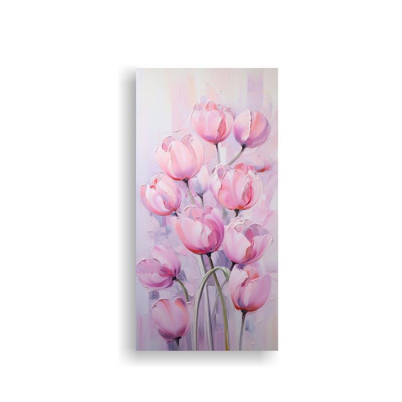 GENERICO - Pintura Lienzo Moderno De Tulipanes Rosados En 30x60 Cm