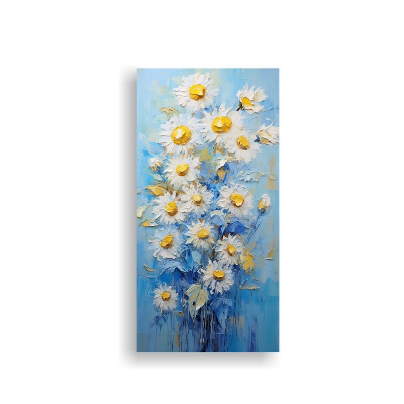 GENERICO - Cuadro De Girasoles Azules En Lienzo Estilo Actual 40x80 Cm
