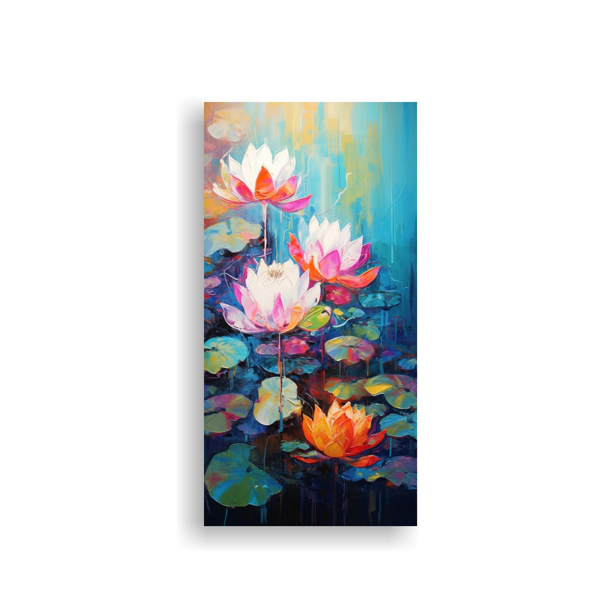 GENERICO - Cuadro Lotus Vibrante En Relieve Sobre Lienzo 80x160 Cm
