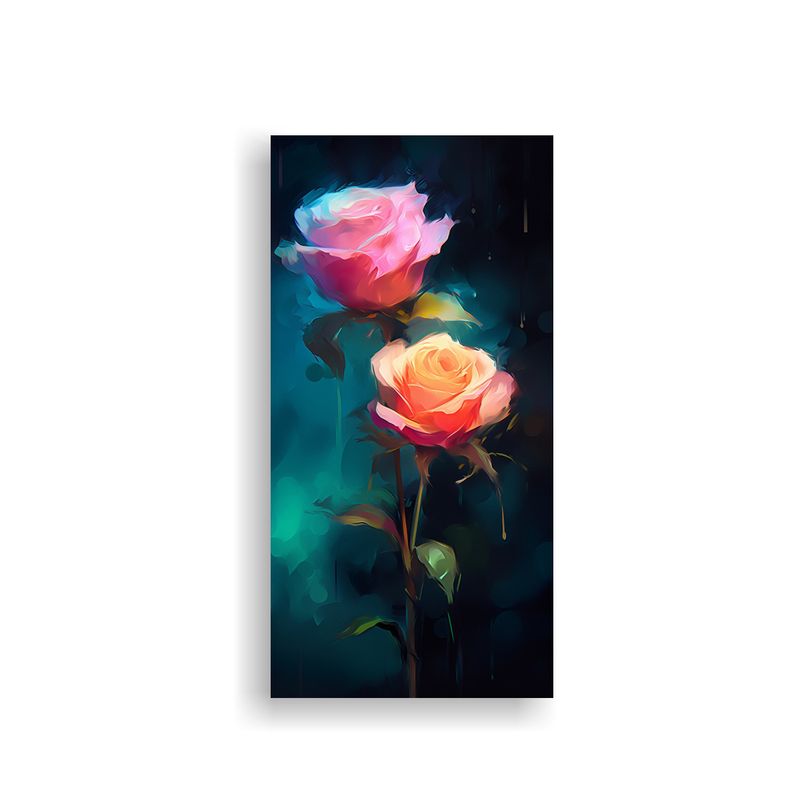 GENERICO - Cuadro Acuarela Intensidad Rosas Decoración 20x40 Cm