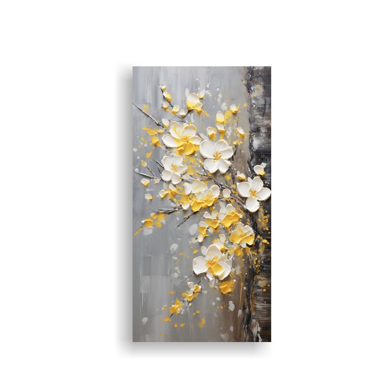 GENERICO - Pintura En Lienzo De Flores De Cerezo Amarillas 80x160 Cm