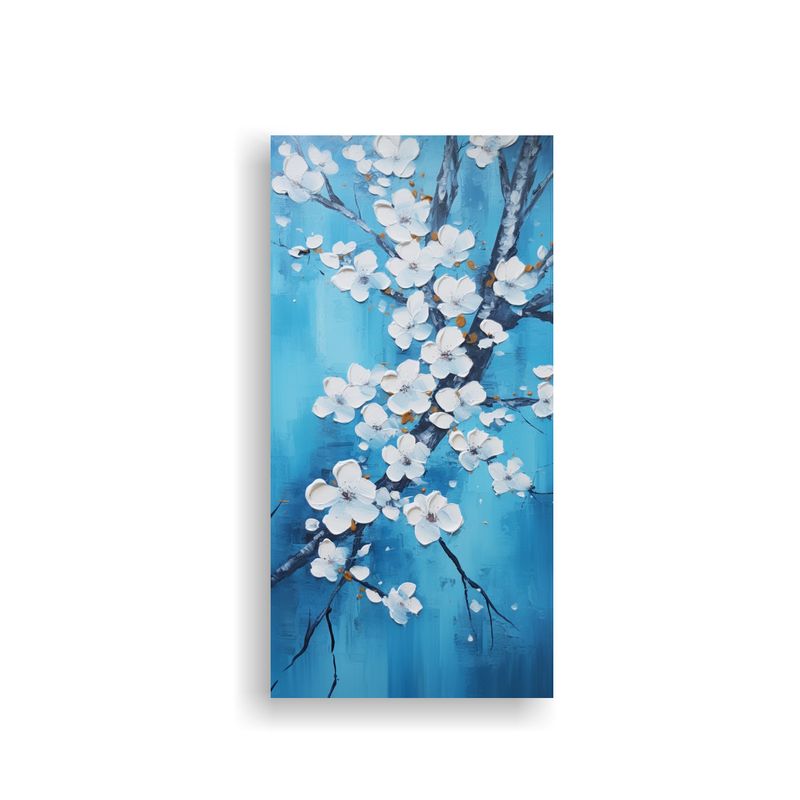 GENERICO - Pintura En Lienzo De Flores De Cerezo Azules En 80x160 Cm