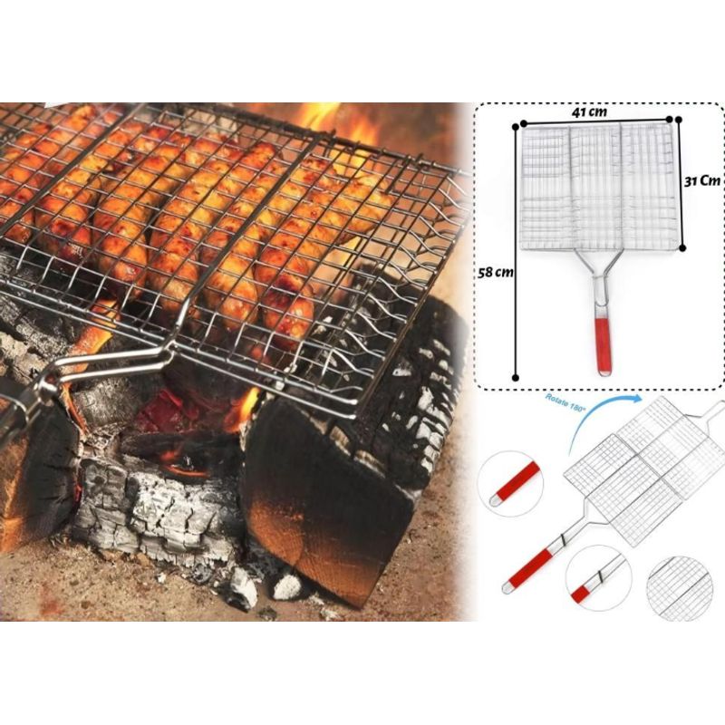 GENERICO - Rejilla Parrilla Asador Plegable Acero 58 Cm