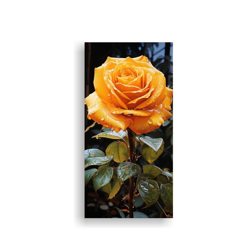 GENERICO - Pintura Decorativa De Rosa Amarilla Con Detalles 60x120 Cm