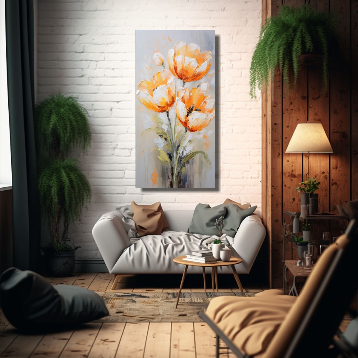 GENERICO - Cuadro Canvas Naturaleza Viva Tonos Naranja 30x60 Cm