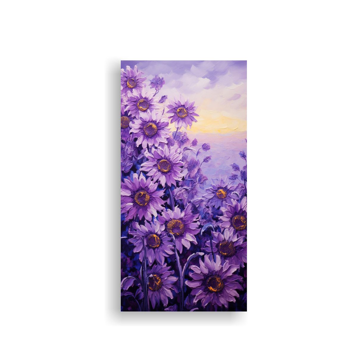 GENERICO - Pintura De Girasoles Morados En Lienzo Estilo 20x40 Cm