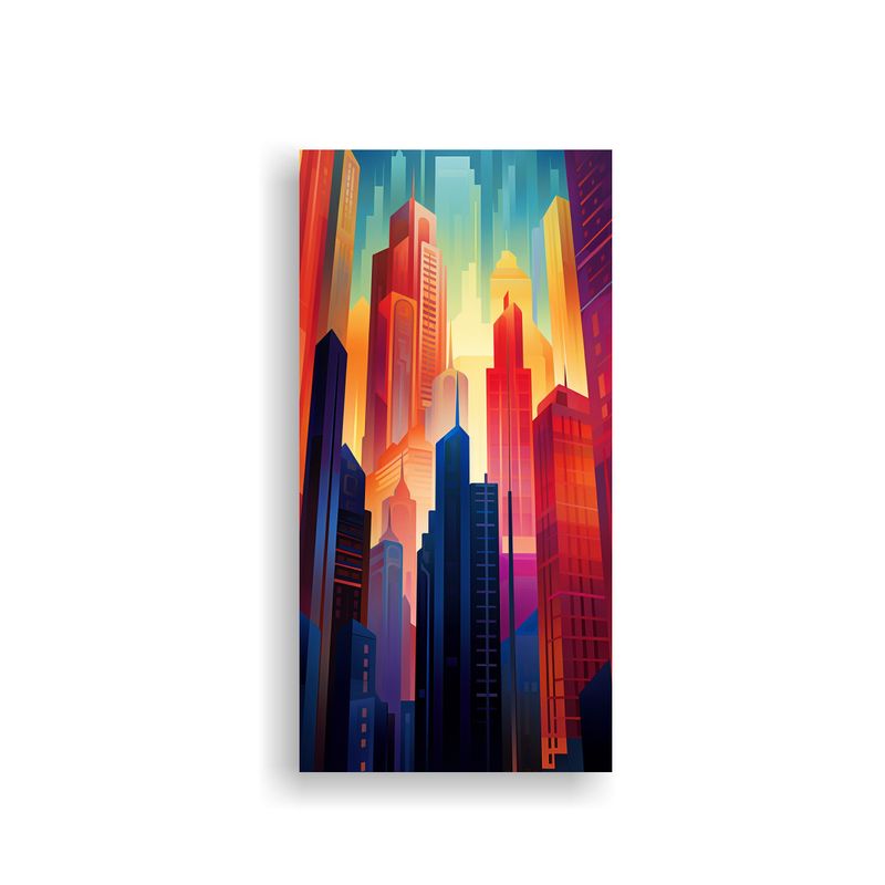 GENERICO - Paisaje Urbano Abstracto En Lienzo Decorativo 80x160 Cm