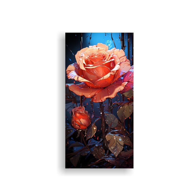 GENERICO - Cuadro Inspirador De Una Rosa Con Gotas Goteando 50x100 Cm