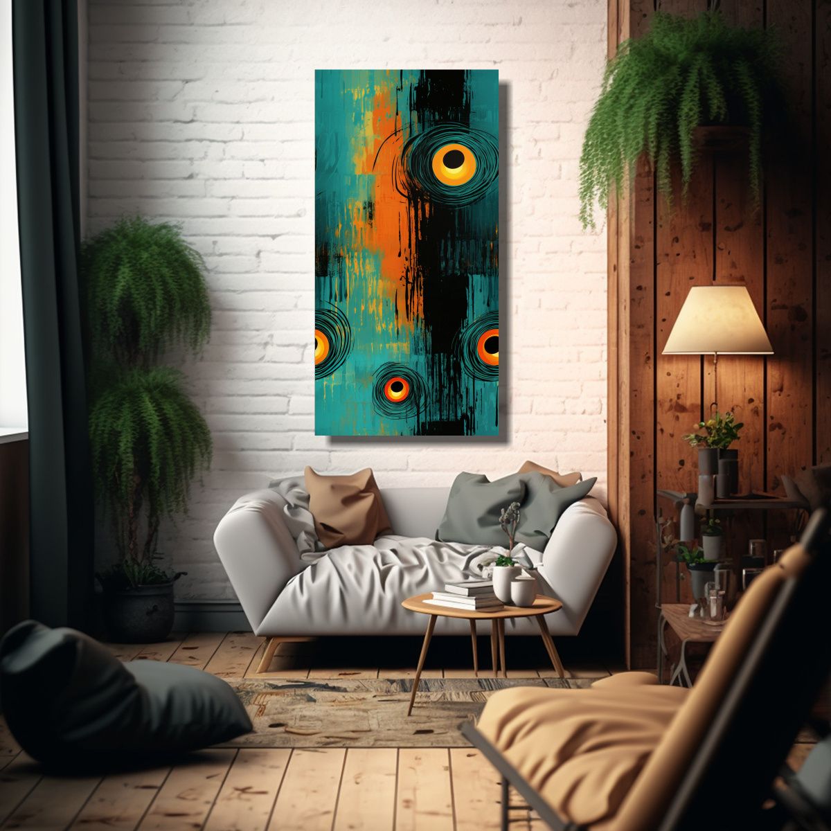 GENERICO - Pintura Abstracta Equilibrio Visual Lienzo Cuadro 30x60 Cm.