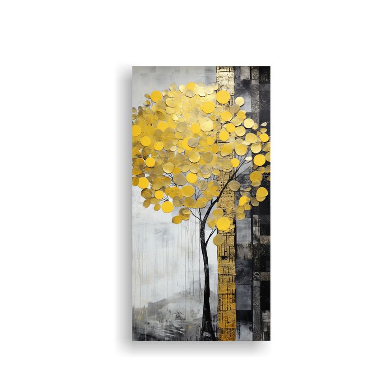 GENERICO - Pintura Decorativa De árbol En Amarillo Y 40x80 Cm