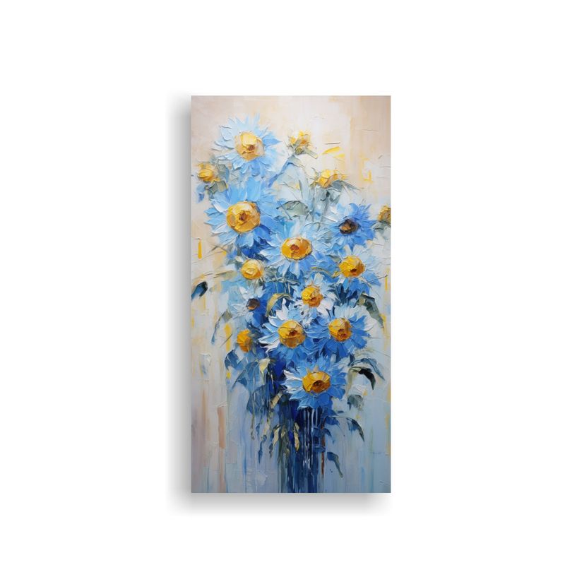 GENERICO - Pintura Sobre Lienzo De Girasoles Azules En 40x80 Cm
