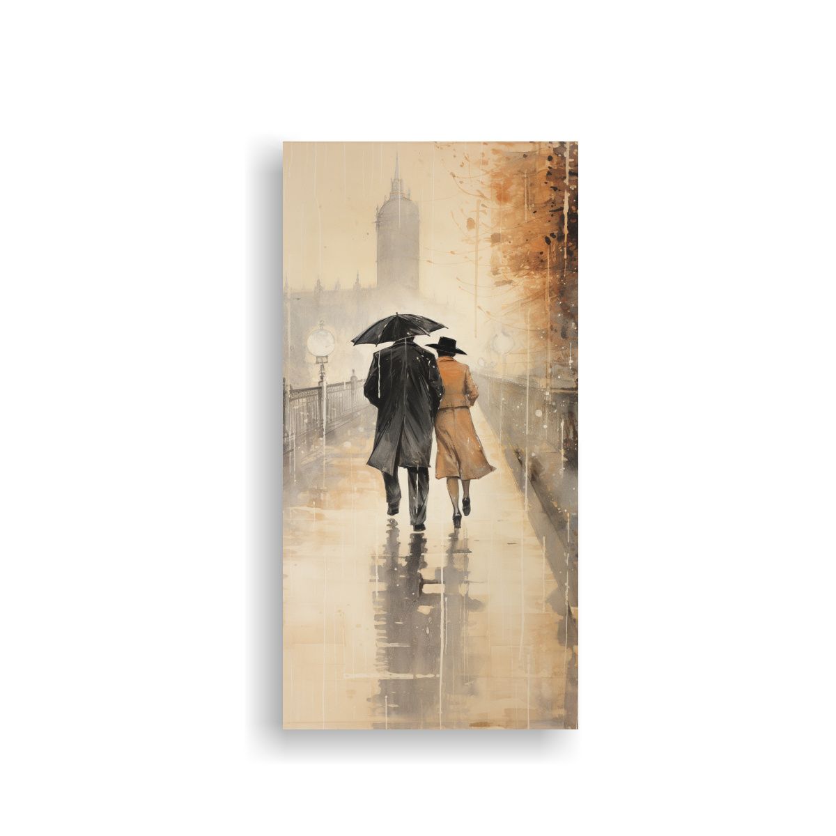 GENERICO - Cuadro Decorativo Pareja Caminando En El Puente 30x60 Cm