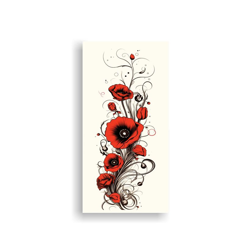 GENERICO - Tela Acuarela Riqueza Visual Poppies Y Cráneo 70x140 Cm