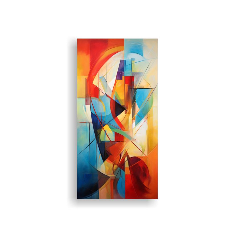 GENERICO - Cuadro Abstracto Colores Fríos En Lienzo 30x60 Cm