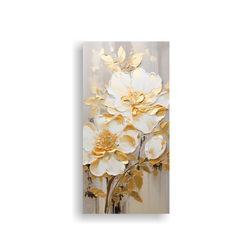 GENERICO - Pintura Floral Dorada En Lienzo Al Estilo De Arte 20x40 Cm