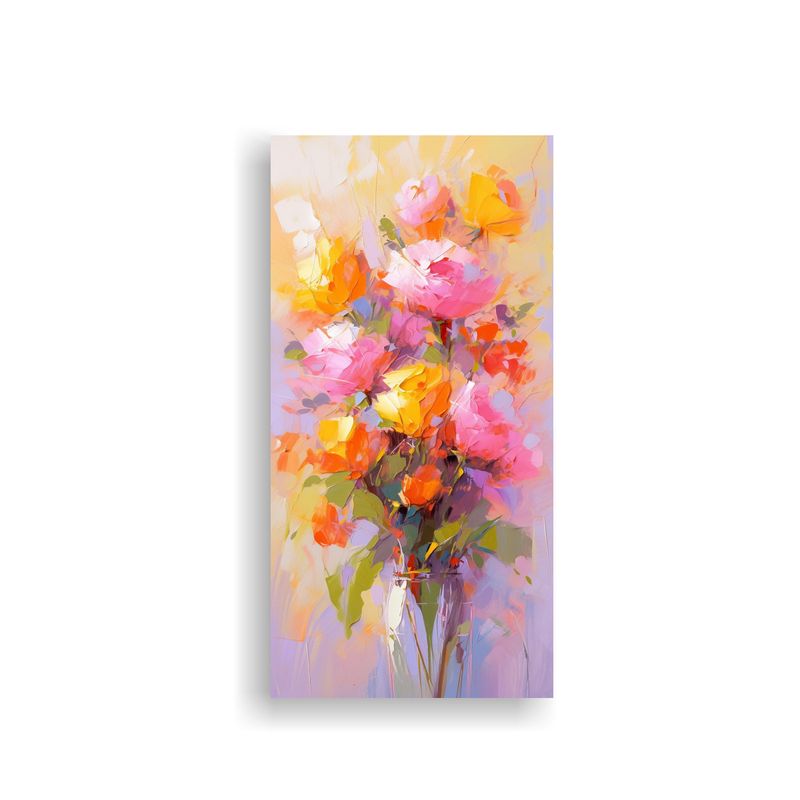 GENERICO - Pintura En Lienzo De Flores Amarillas Y Magentas 70x140 Cm