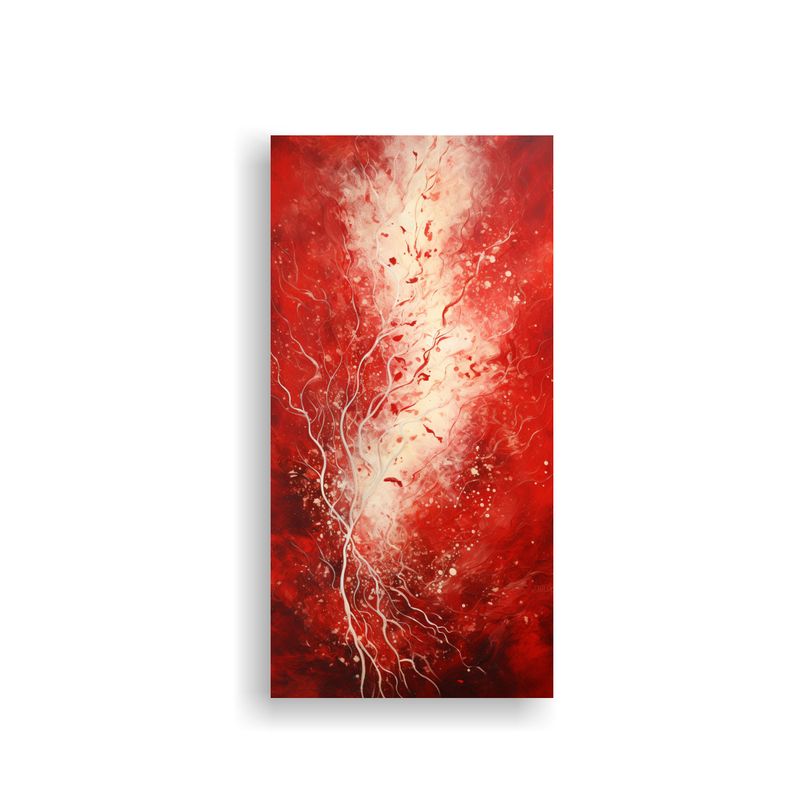 GENERICO - Lienzo Moderno Obra Maestra En Rojo Y Plateado 30x60 Cm