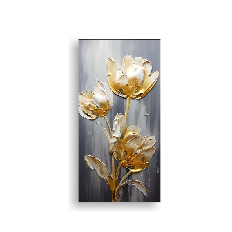 GENERICO - Pintura En Lienzo De Tulipanes Dorados De Alta 70x140 Cm