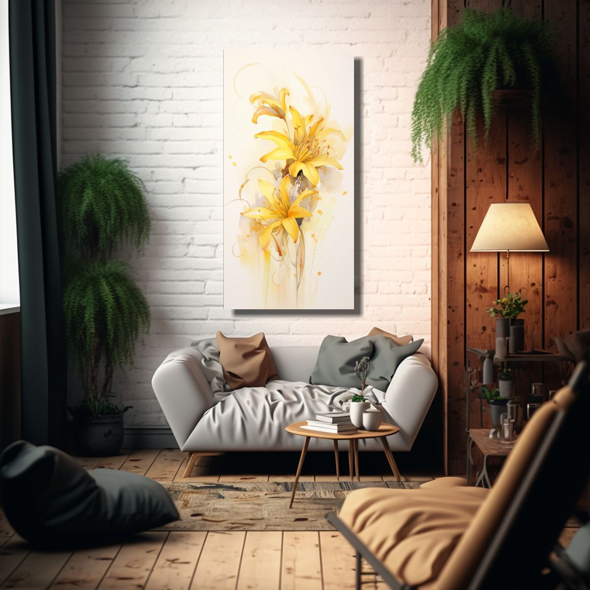 GENERICO - Pintura Abstracta Duradera De Flores En Tonos 50x100 Cm