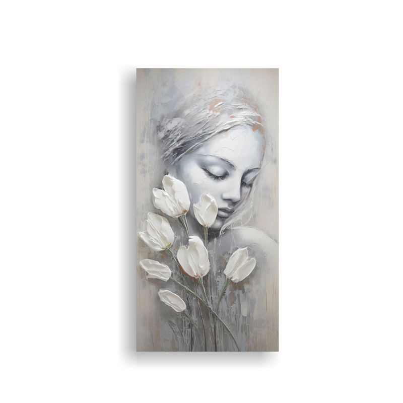 GENERICO - Arte Dibujo Pintura De TULIPANES Blancos En 20x40 Cm
