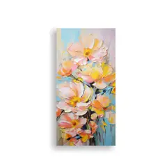 GENERICO - Pintura En Lienzo De Flores Amarillas Y Rosas 30x60 Cm.