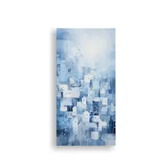 GENERICO - Pintura Abstracta En Azules Y Plateados Para 20x40 Cm
