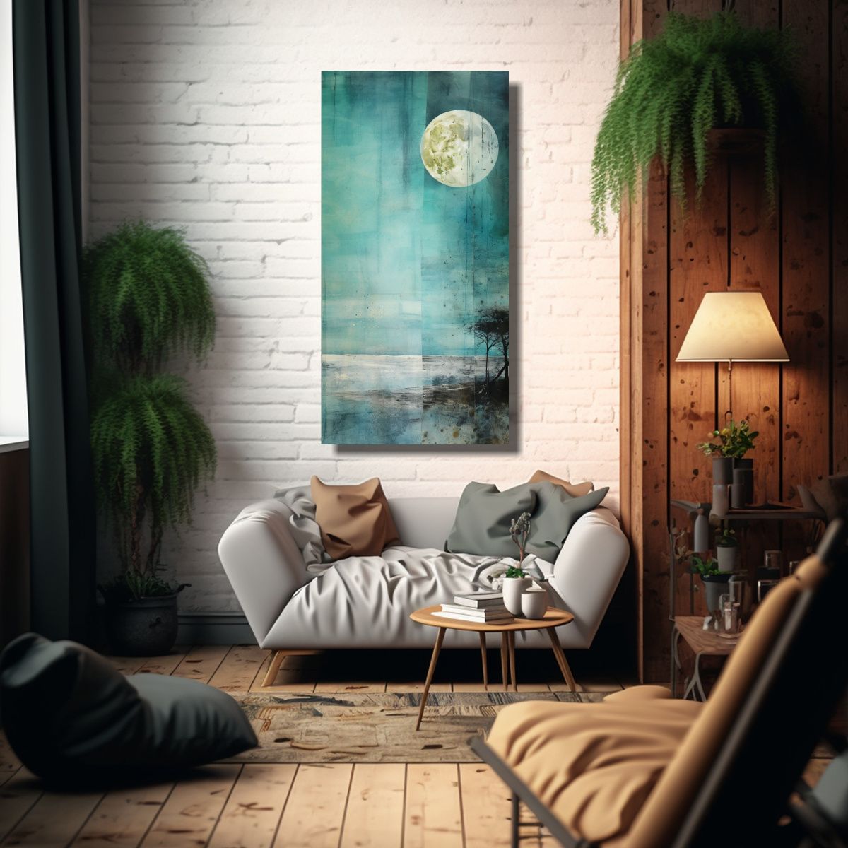 GENERICO - Pintura Inspiración Arte Para Cuarto Turquesa 30x60 Cm