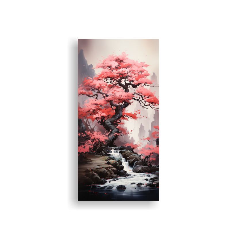 GENERICO - Pintura Abstracta En Bastidor De Tela A Bonsai 70x140 Cm