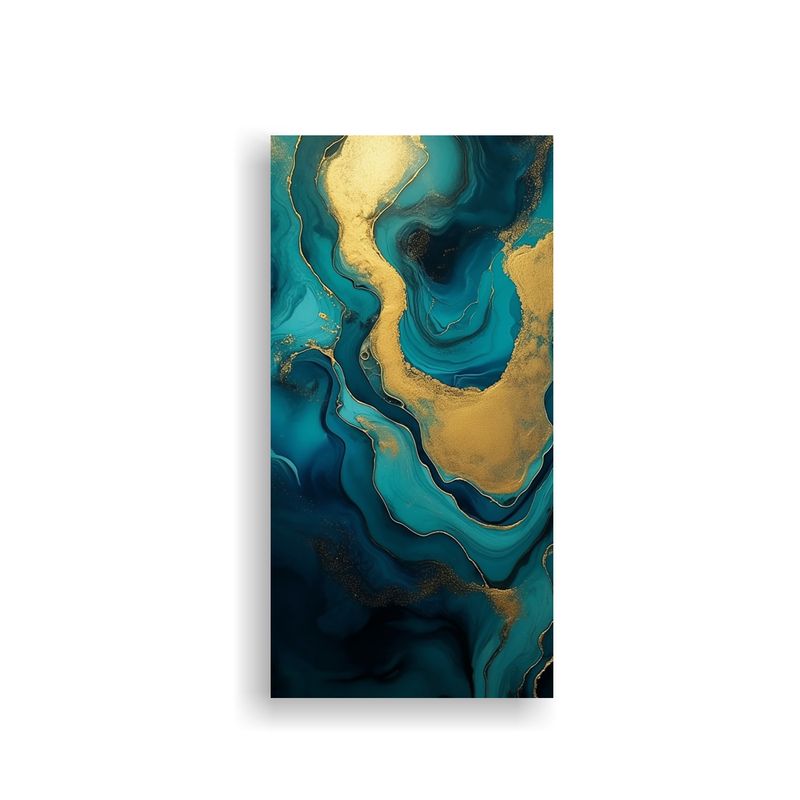 GENERICO - Cuadro Naturaleza Viva Azules Dorados Y 50x100 Cm