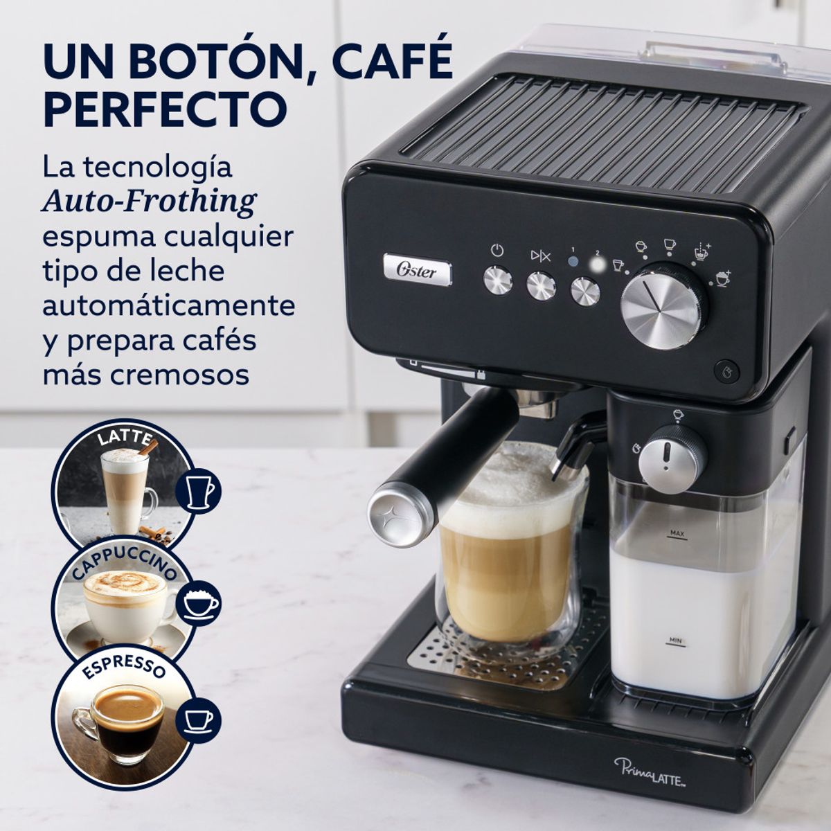 Cafetera Automática Oster Primalatte Negro Bvstem6604bk, marca OSTER - Foto 2