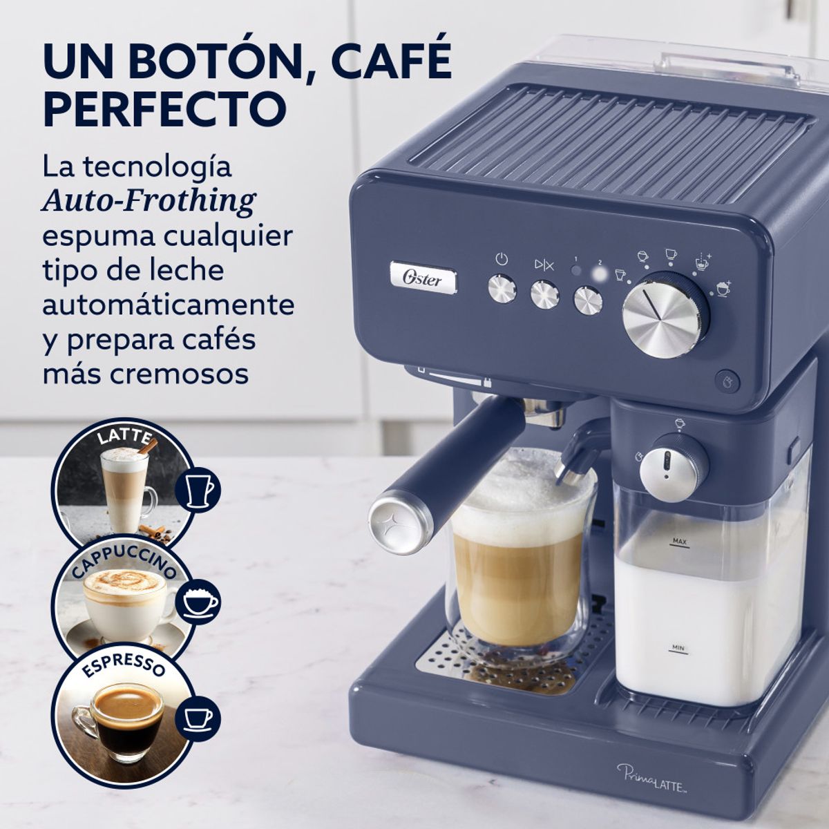 OSTER - Cafetera Automática Oster Primalatte Azul Bvstem6604bl
