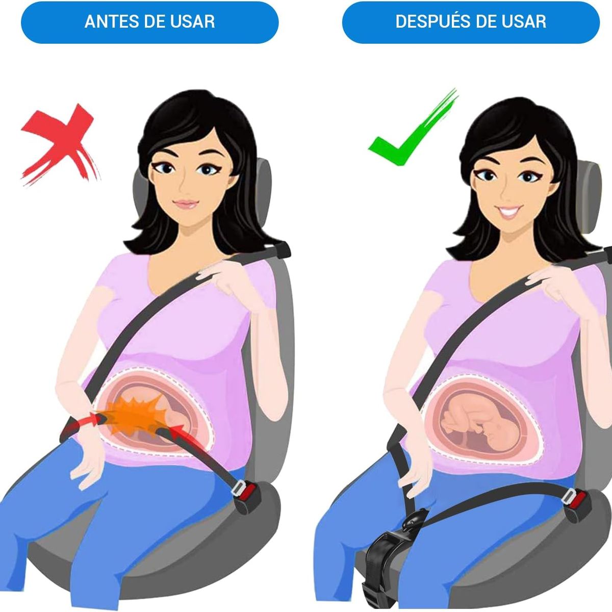 KUANGYE - Cinturón De Seguridad Para Embarazadas Maternidad Adaptador