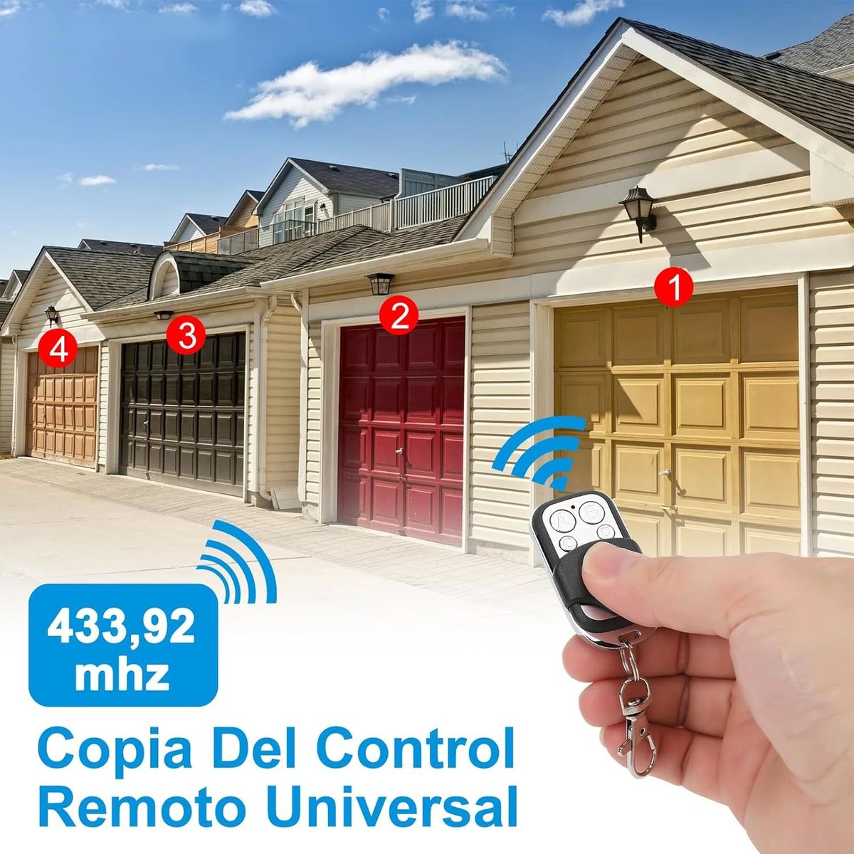 6 Uds Control Remoto Universal para Puerta Eléctrica Garaje, 433,92MHz, marca KUANGYE - Foto 2