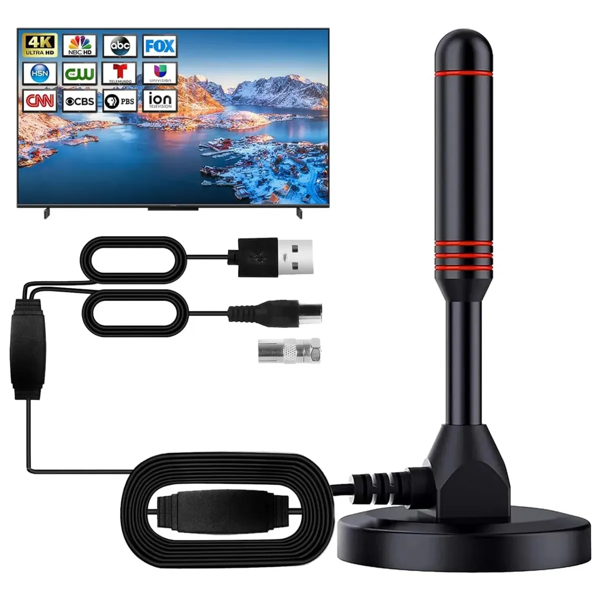 KUANGYE - Antena Tv Digital Hd Abierta Interior Exterior Amplificador