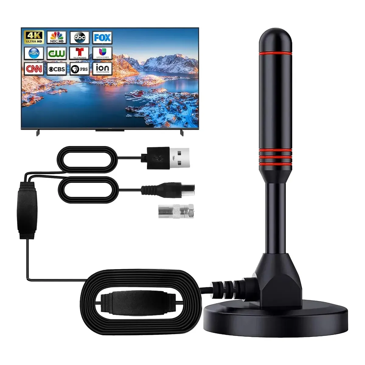 KUANGYE - Antena Tv Digital Hd Abierta Interior Exterior Amplificador