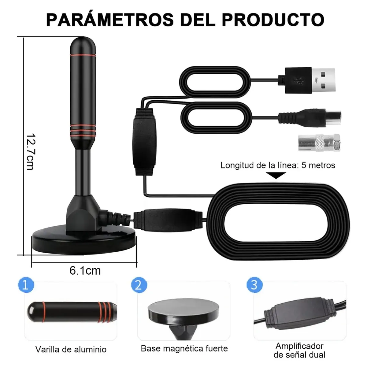 KUANGYE - Antena Tv Digital Hd Abierta Interior Exterior Amplificador