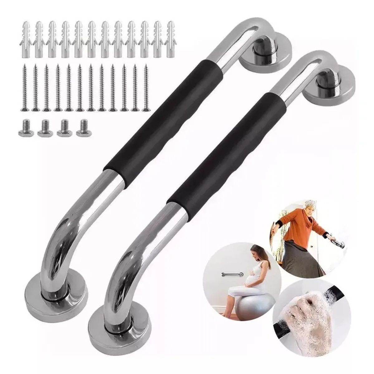 2 Barras Agarradera De Seguridad Baños Apoyo Acero Inox 50cm, marca GENERICO - Foto Principal