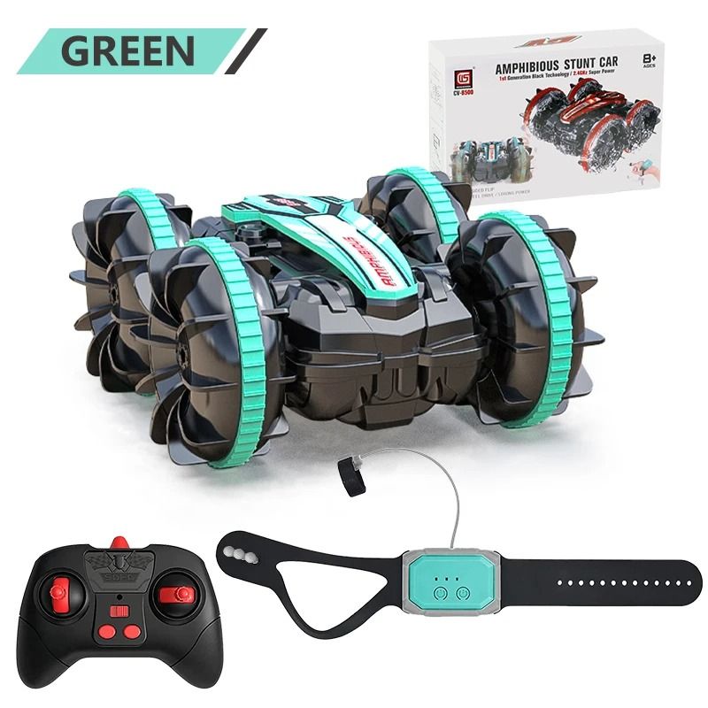 DANWEILE - Coche anfibio de control remoto para terrenos y agua Verde