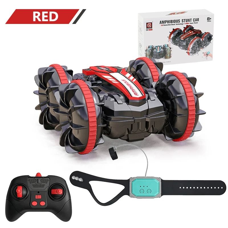 DANWEILE - Coche anfibio de control remoto para terrenos y agua Rojo