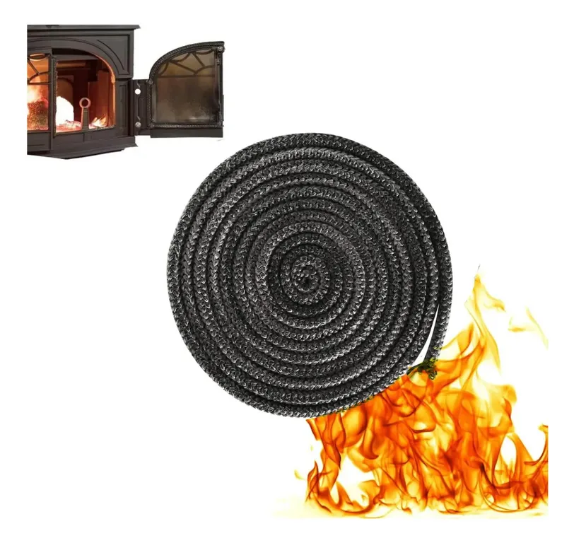 KUANGYE Cuerda de Sellado Chimenea,Cuerda De Sellado Fibra De Vidrio 2mx10mm para Chimeneas Estufas de Leña