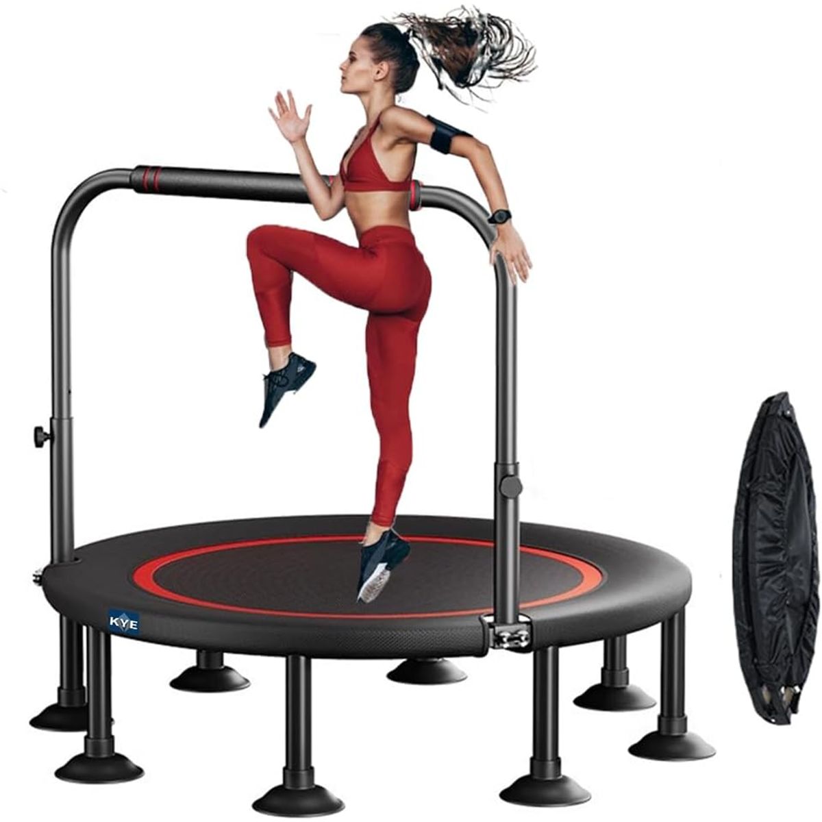 KUANGYE - Trampolín Ejercicio Aeróbico Plegable 100cm Ligas Fitness