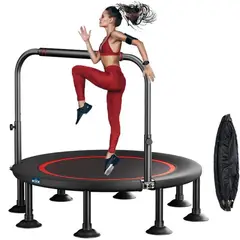 KUANGYE - Trampolín Ejercicio Plegable 100CM Con Mango Ajustablepara Interiores y ExterioresCapacidad 300kg