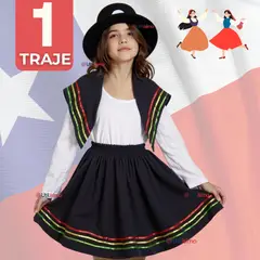 UTILISIMO - Traje Nortino Negro 3 Piezas Niña Fiestas Patrias Baile Nortino