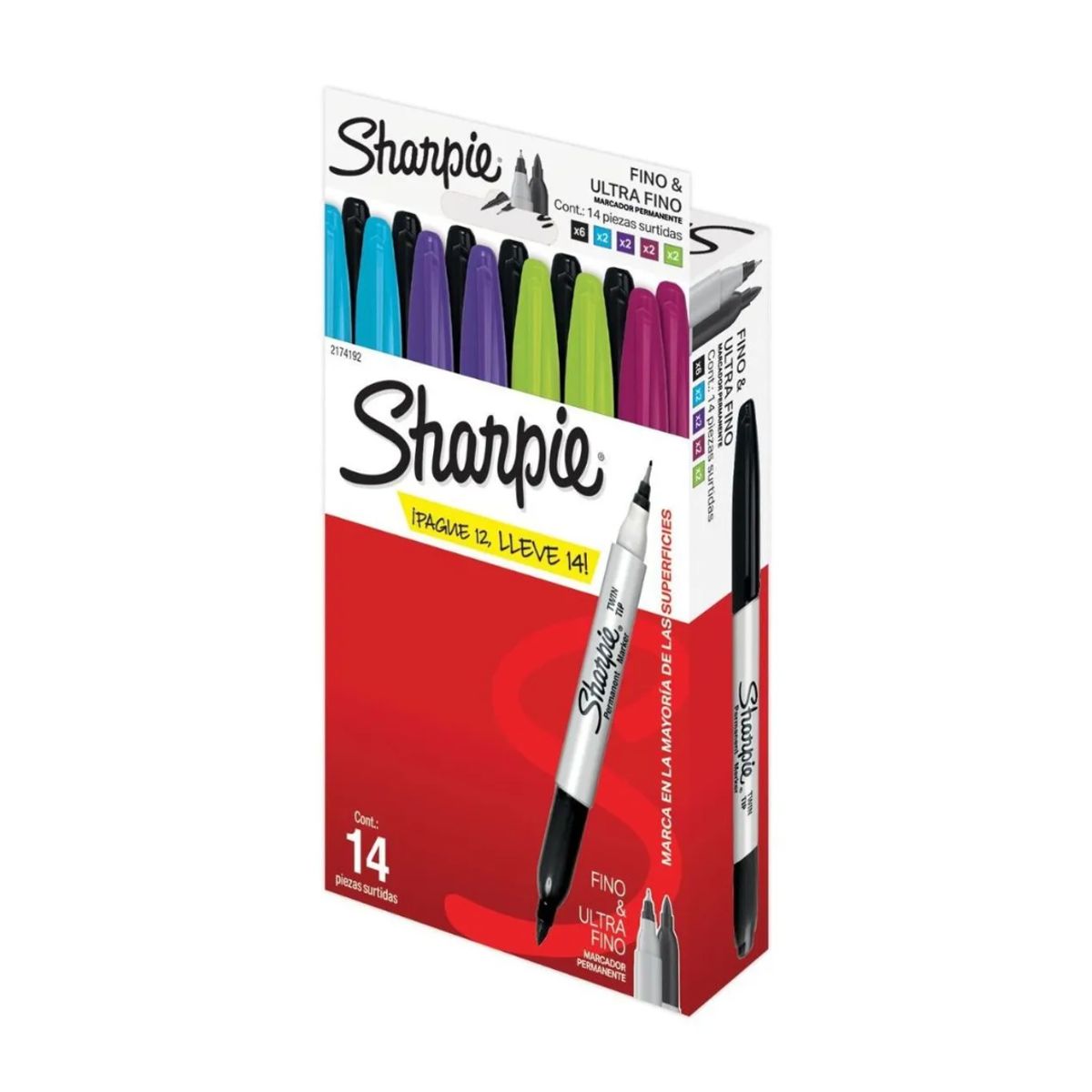 SHARPIE - Sharpie Marcador Doble Punta Fina-Ultrafina Surtido Set 12+2
