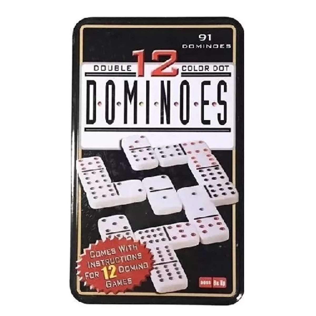 GENERICO - Domino Chancho 12 Juego Dominó Caja Metálica 91 Piezas Multicolor