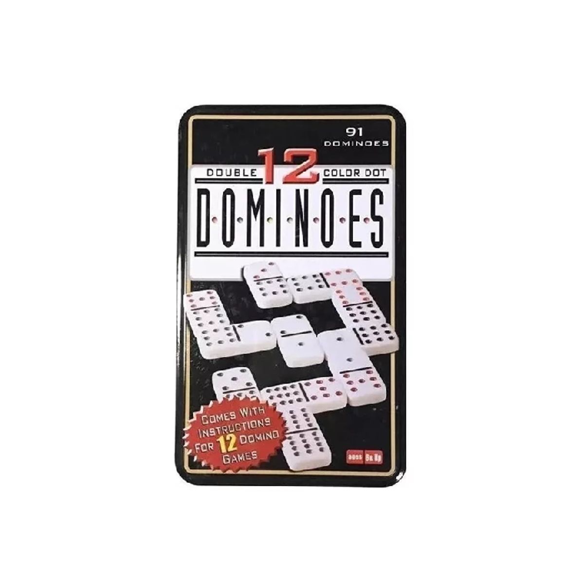 GENERICO - Domino Chancho 12 Juego Dominó Caja Metálica 91 Piezas Multicolor