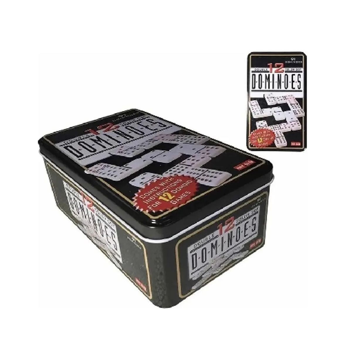 GENERICO - Domino Chancho 12 Juego Dominó Caja Metálica 91 Piezas Multicolor